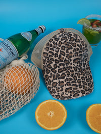 Vintage Washed Cap - 100% Cotton - Byron Bay - Ponytail Cap - Leopard