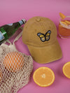 Vintage Washed Cap - 100% Cotton - Byron Bay - Butterfly - Mustard