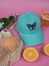 Vintage Washed Cap - 100% Cotton - Byron Bay - Butterfly - Lagoon