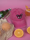 Vintage Washed Cap - 100% Cotton - Byron Bay - Butterfly - Strawberry Pink