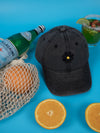 Vintage Washed Cap - 100% Cotton - Byron Bay - Flower - Black
