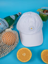 Vintage Washed Cap - 100% Cotton - Byron Bay - Flower - White