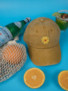 Vintage Washed Cap - 100% Cotton - Byron Bay - Flower - Mustard