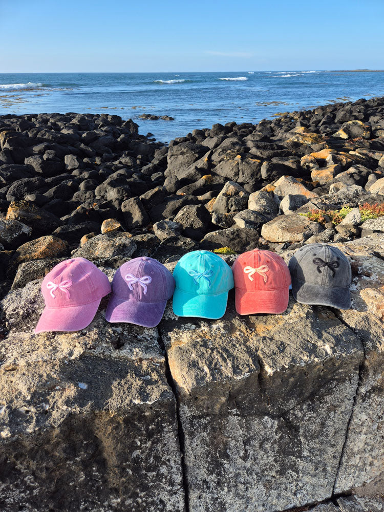 Vintage Washed Cap - 100% Cotton - Byron Bay - Pretty Bow - Lagoon