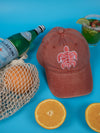 Vintage Washed Cap - 100% Cotton - Byron Bay - Turtle - Burnt Orange