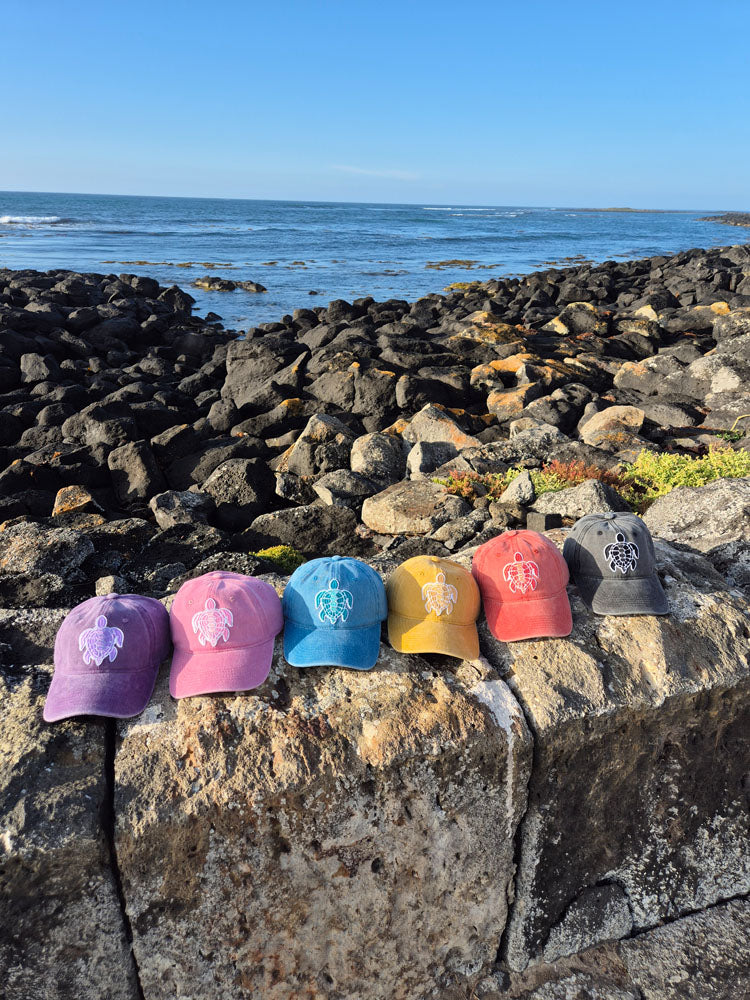 Vintage Washed Cap - 100% Cotton - Byron Bay - Turtle - Mustard