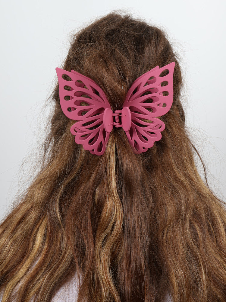 Claw Clip - Jumbo Double Butterfly - Pink