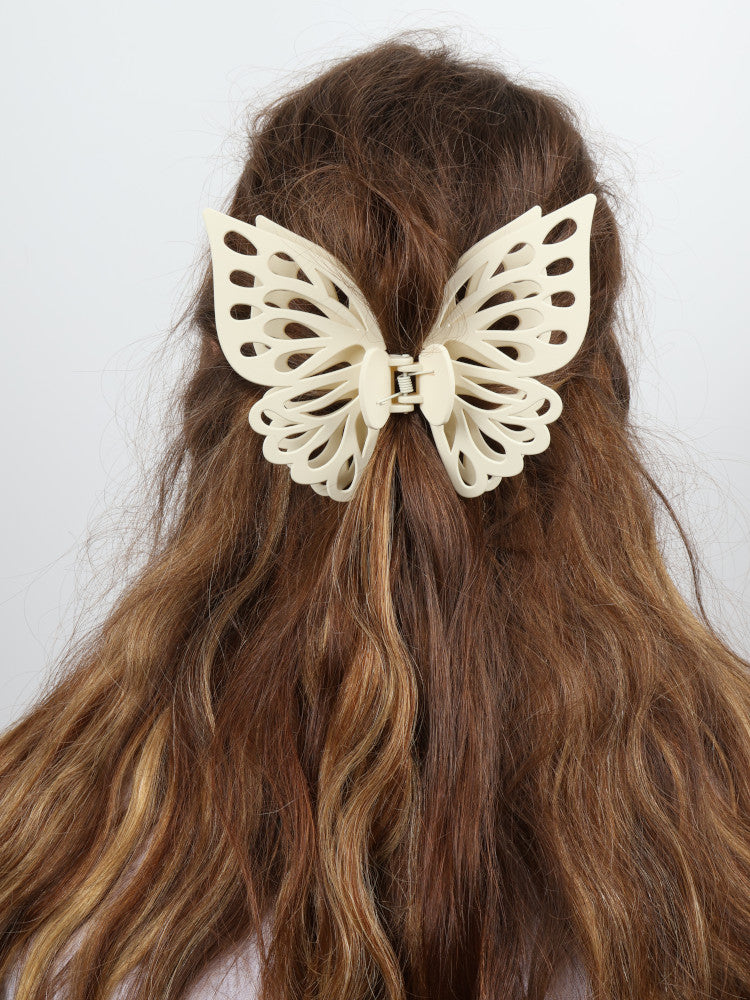 Claw Clip - Jumbo Double Butterfly - Ivory