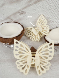 Claw Clip - Jumbo Double Butterfly - Ivory