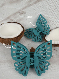 Claw Clip - Jumbo Double Butterfly - Azure