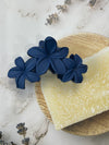 Claw Clip - Frangipani Flower Trio - Navy