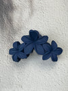 Claw Clip - Frangipani Flower Trio - Navy