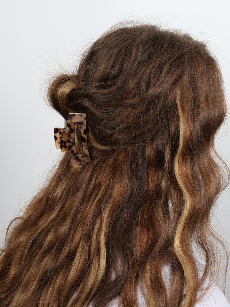 Claw Clip - Acetate Small Elongated Rectangle - Leopard