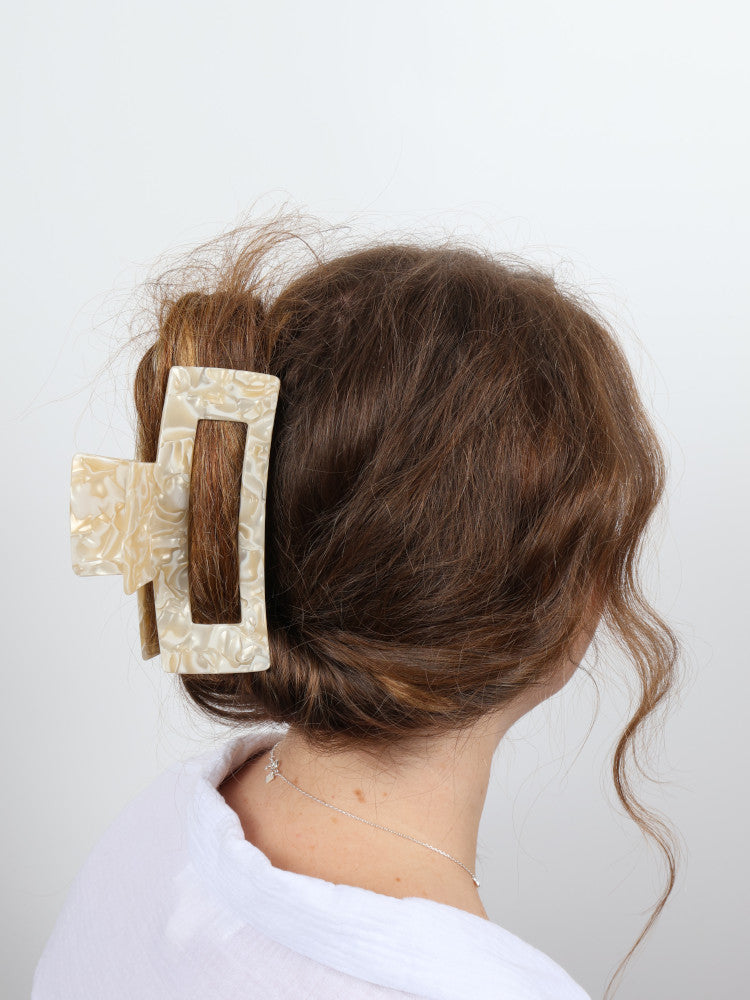 Claw Clip - Acetate Jumbo Elongated Rectangle - Shortbread