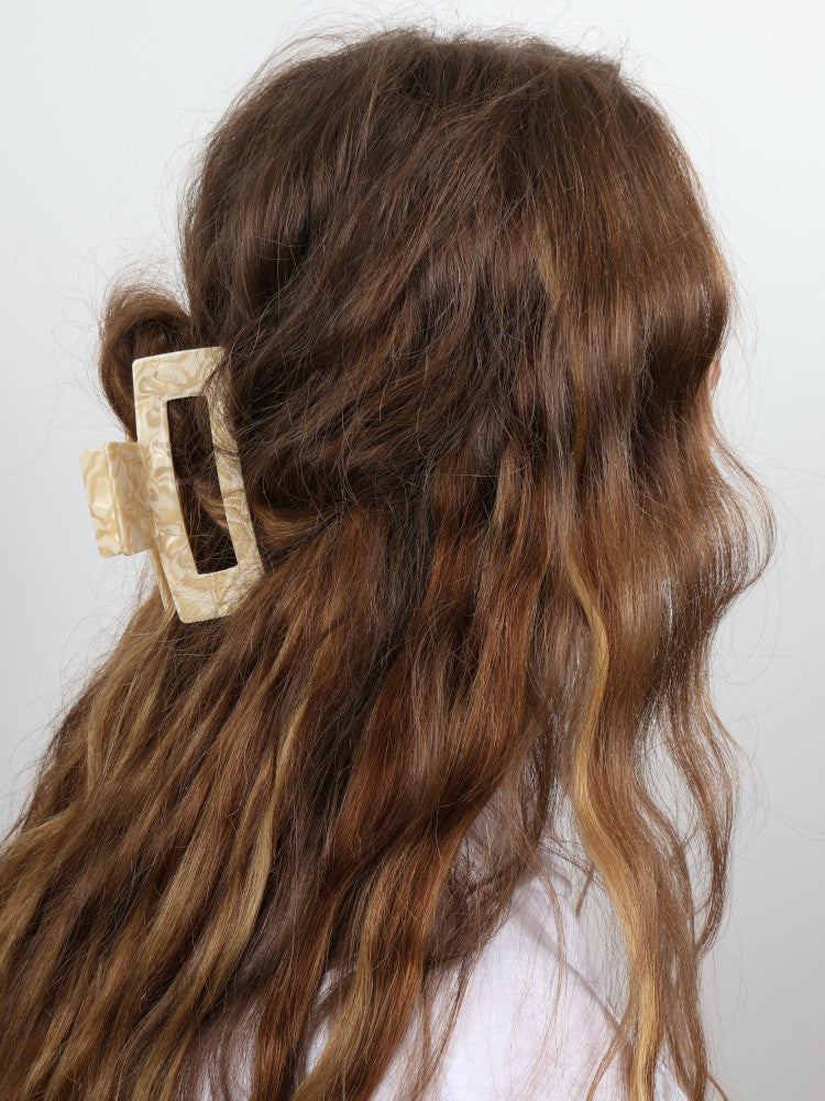 Claw Clip - Acetate Medium Elongated Rectangle - Shortbread