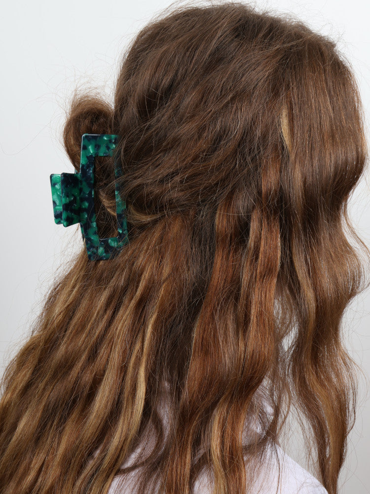 Claw Clip - Acetate Medium Elongated Rectangle - Hunter Green