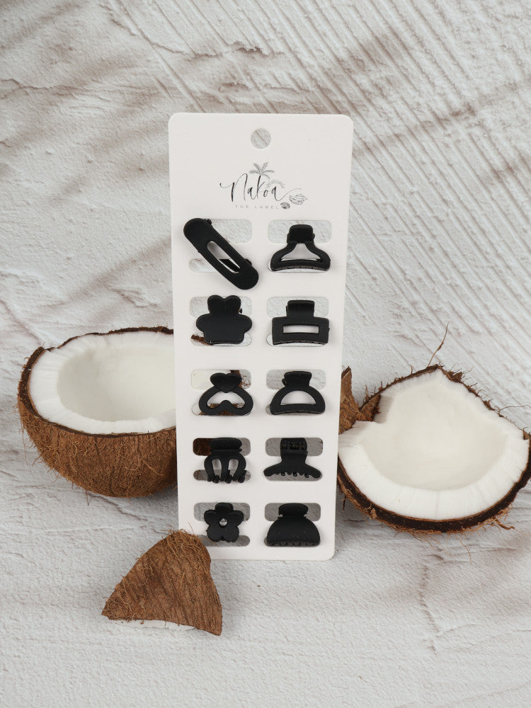 Claw Clip - Set of 10 - Black - Mini Assorted