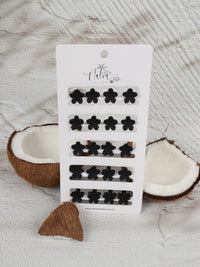 Claw Clip - Set of 20 - Black - Mini Flowers