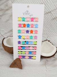 Claw Clip - Set of 40 - Bright Multi-Coloured - Mini Stars