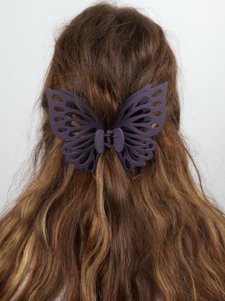 Claw Clip - Jumbo Double Butterfly - Plum