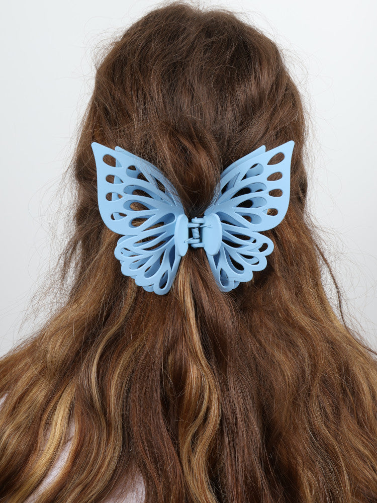 Claw Clip - Jumbo Double Butterfly - Light Blue