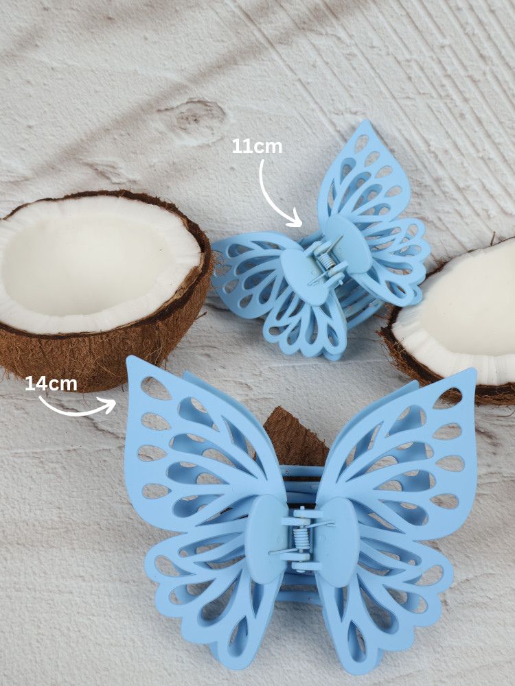 Claw Clip - Jumbo Double Butterfly - Light Blue