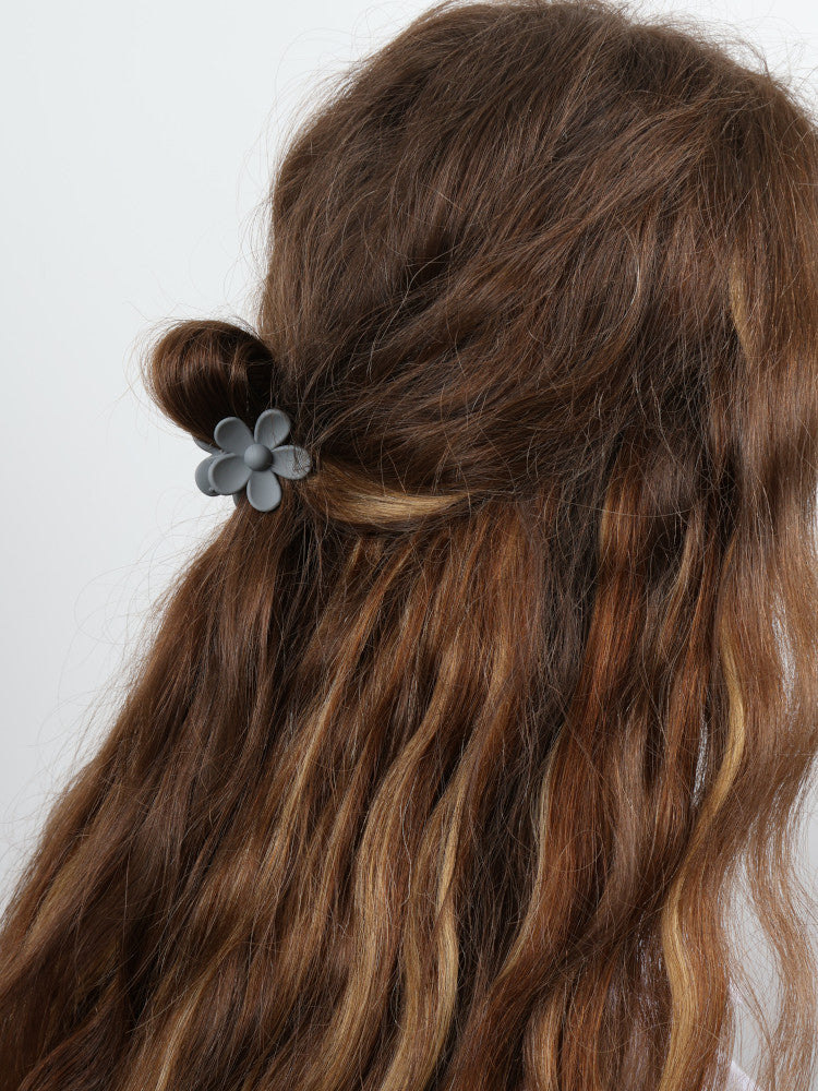 Claw Clip - Small Flower - Grey