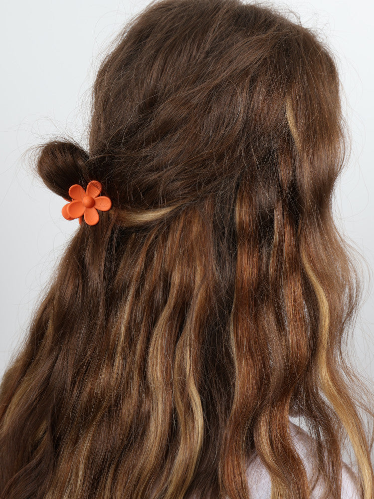 Claw Clip - Small Flower - Orange
