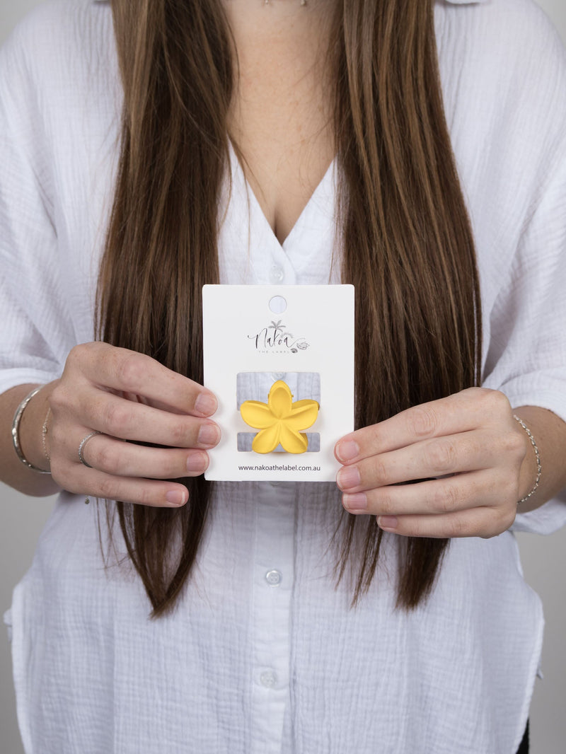 Claw Clip -- Frangipani Flower - Small - Sunshine Yellow