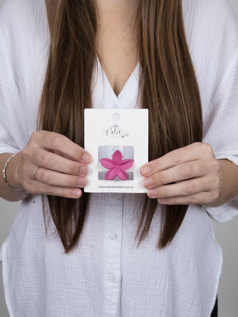 Claw Clip -- Frangipani Flower - Small - Bubblegum Pink