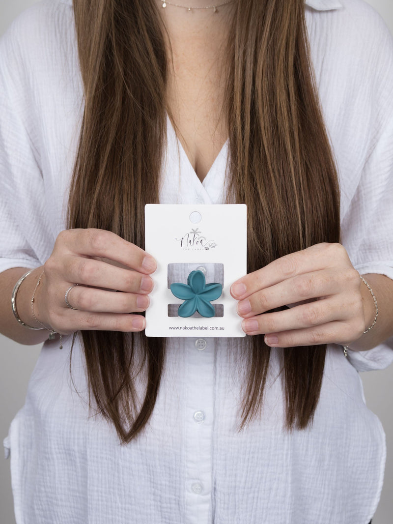 Claw Clip -- Frangipani Flower - Small - Teal