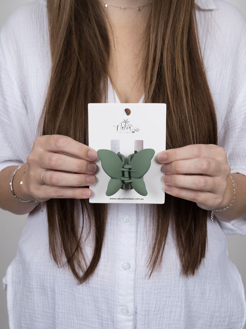 Claw Clip -- Butterfly - Hunter Green