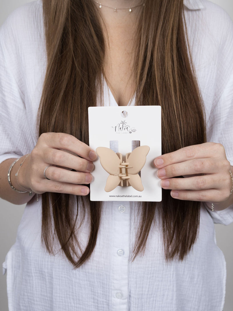 Claw Clip -- Butterfly - Beige