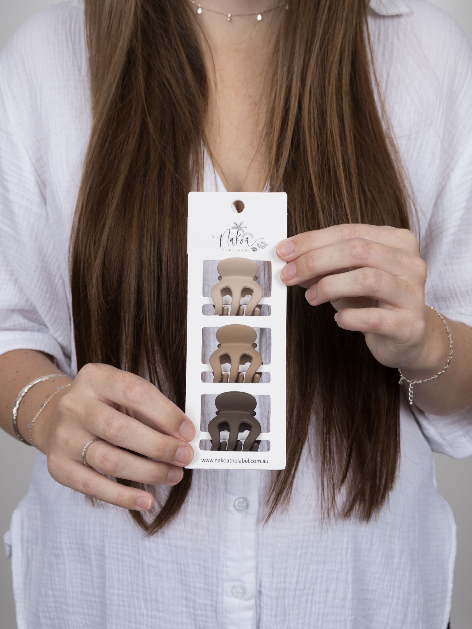 Claw Clip -- Set of 3 - Beige Trio - Octopus