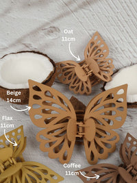 Claw Clip - Jumbo Double Butterfly - Beige