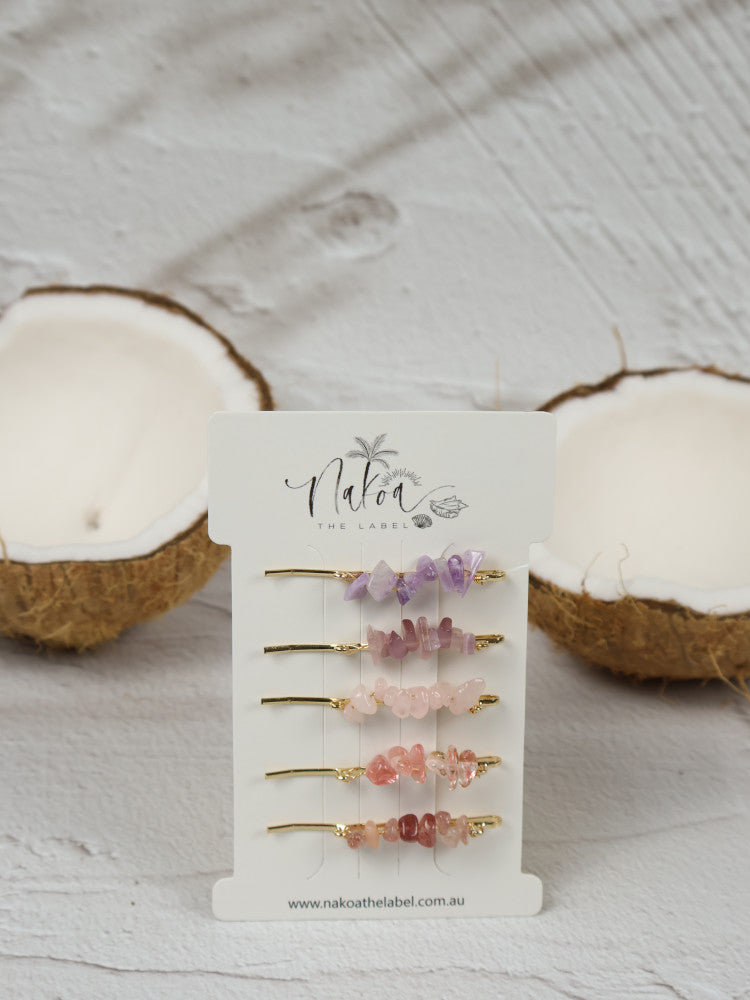 Crystal Beaded Hair Pins - Fairy Floss