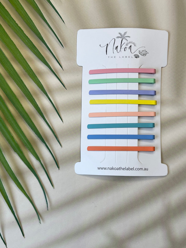 Hair Pins - Set of 8 - Rainbow - Pastel - Thick