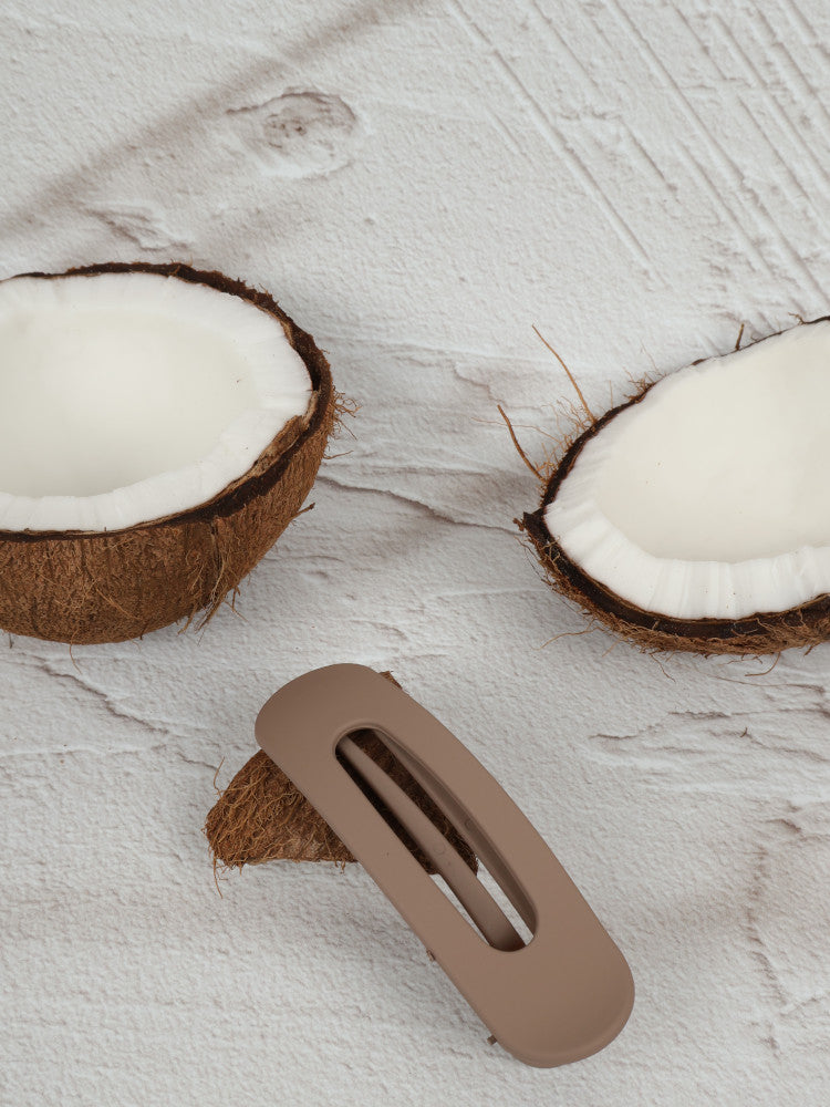 Oval Hair Clip - Large - Coffee