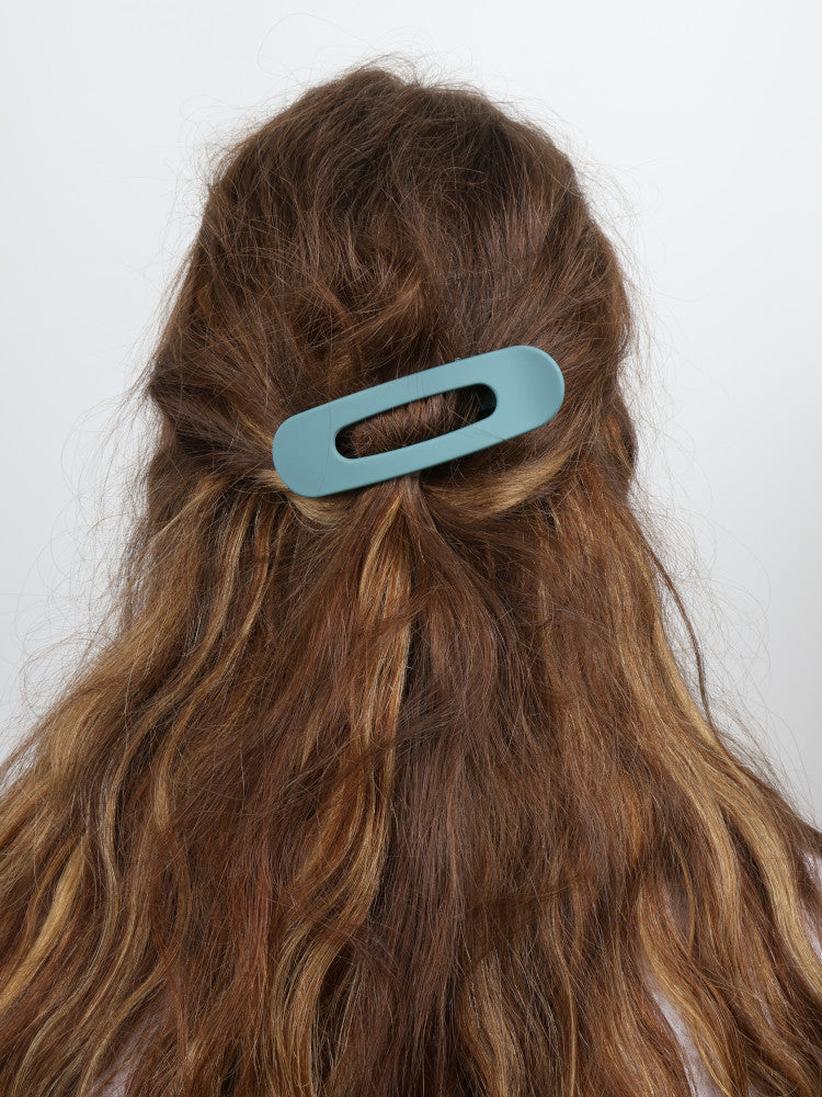 Oval Hair Clip - Large - Steel Blue