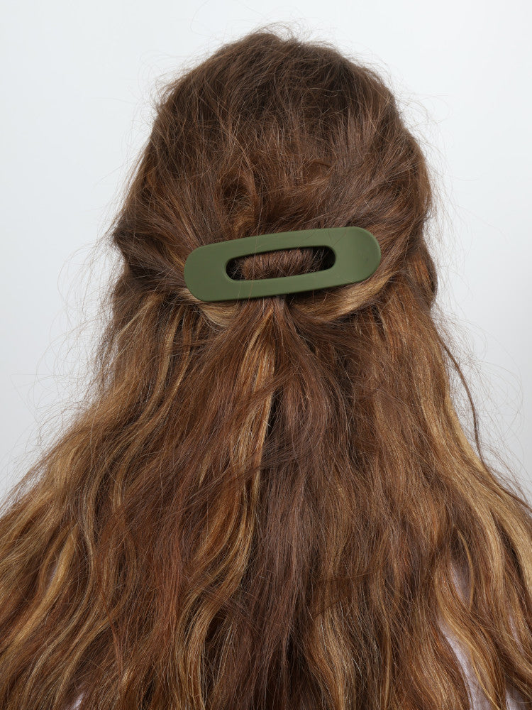 Oval Hair Clip - Large - Olive
