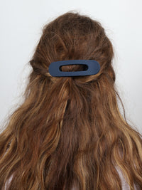 Oval Hair Clip - Large - Navy Blue