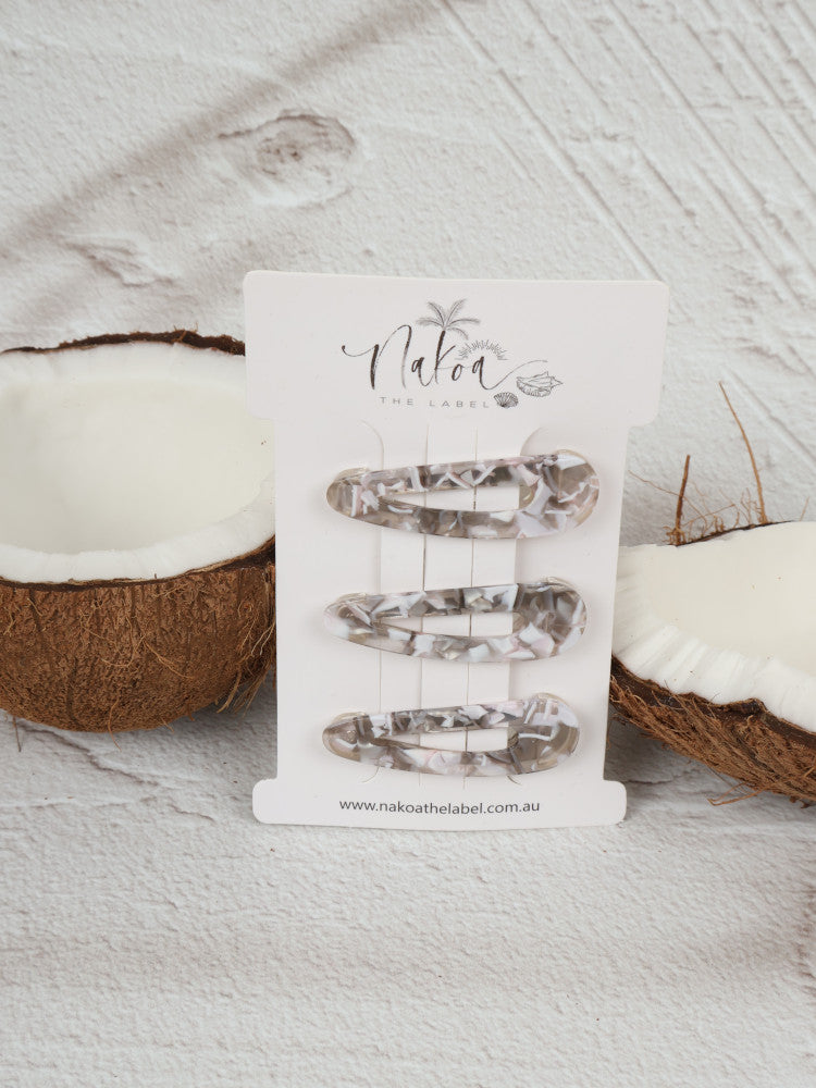 Hair Clip - Set of 3 - Grey