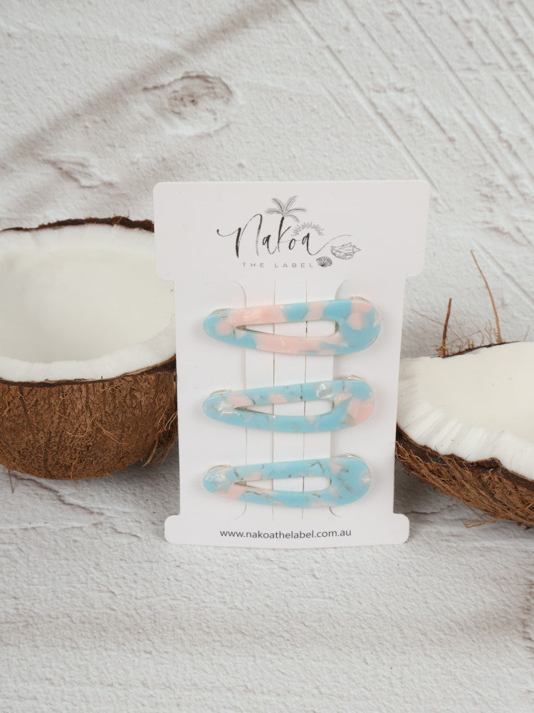 Hair Clip - Set of 3 - Blue