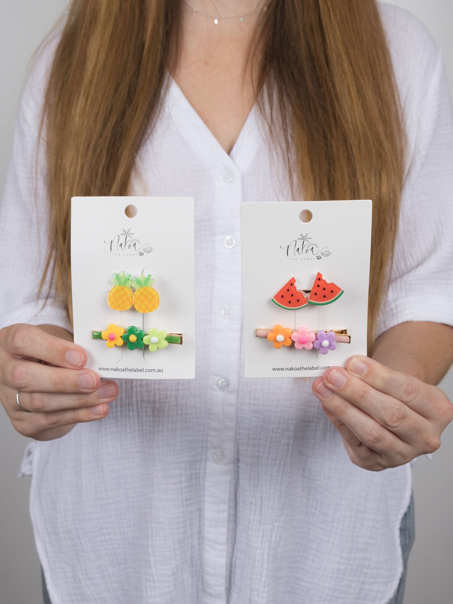 Tropicana Hair Clips - Set of 2 - Watermelon & Flowers