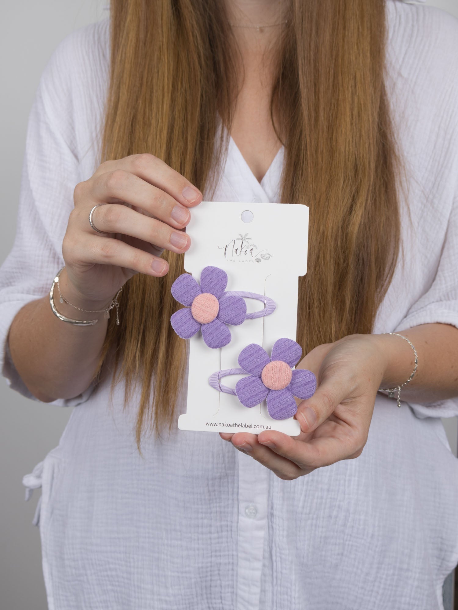 Hair Clips - Set of 2 - Pretty Daisy Flowers - Purple