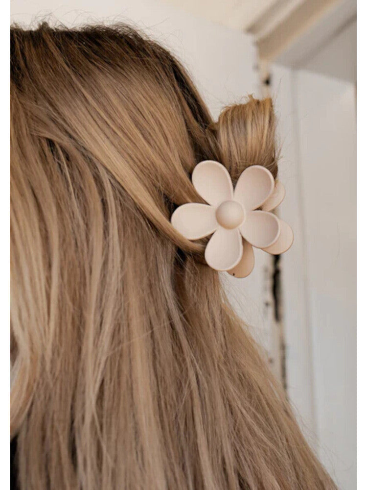 Claw Clip - Flower - Beige