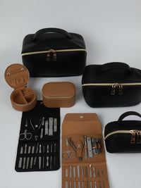 Vegan PU Leather Jewellery Box - Round - Beige - Small