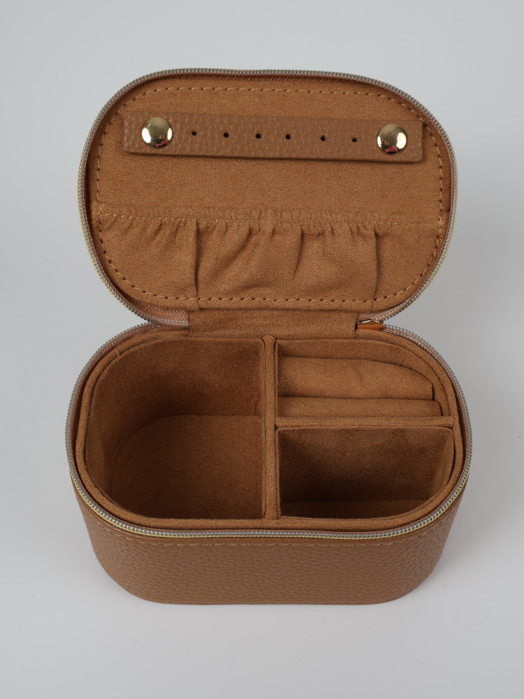 Vegan PU Leather Jewellery Box - Rectangle - Beige - Small