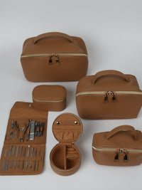 Vegan PU Leather Jewellery Box - Rectangle - Beige - Small