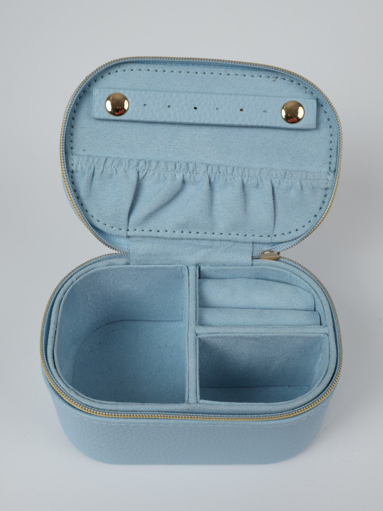 Vegan PU Leather Jewellery Box - Rectangle - Light Blue - Small
